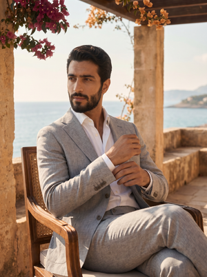 Light Gray Linen Suit — Custom Made to Measure — 3