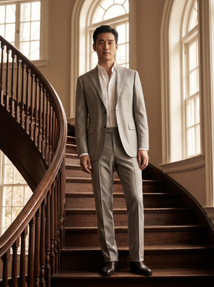 Light Gray Silk Blend Suit — Custom Made to Measure — 1