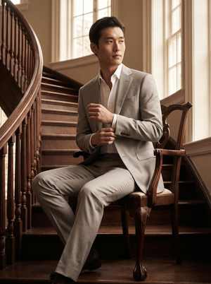 Light Gray Silk Blend Suit — Custom Made to Measure — 3