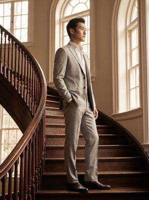 Light Gray Silk Blend Suit — Custom Made to Measure — 2