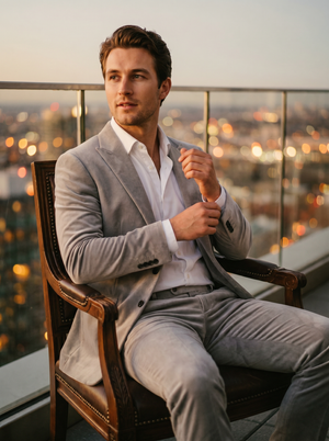 Light Gray Velvet Groomsmen Suit — Custom Made to Measure — 3