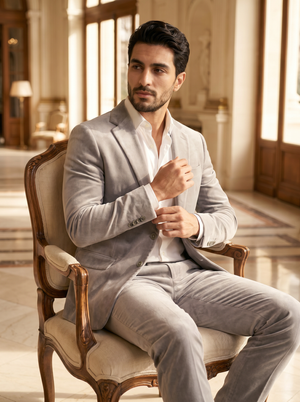 Light Gray Velvet Suit — Custom Made to Measure — 3