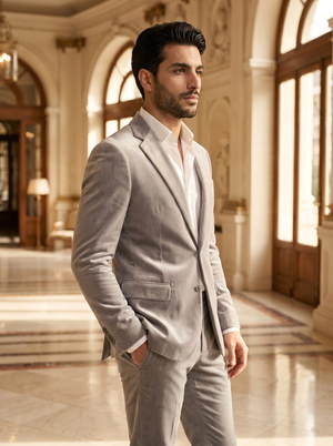 Light Gray Velvet Suit — Custom Made to Measure — 2
