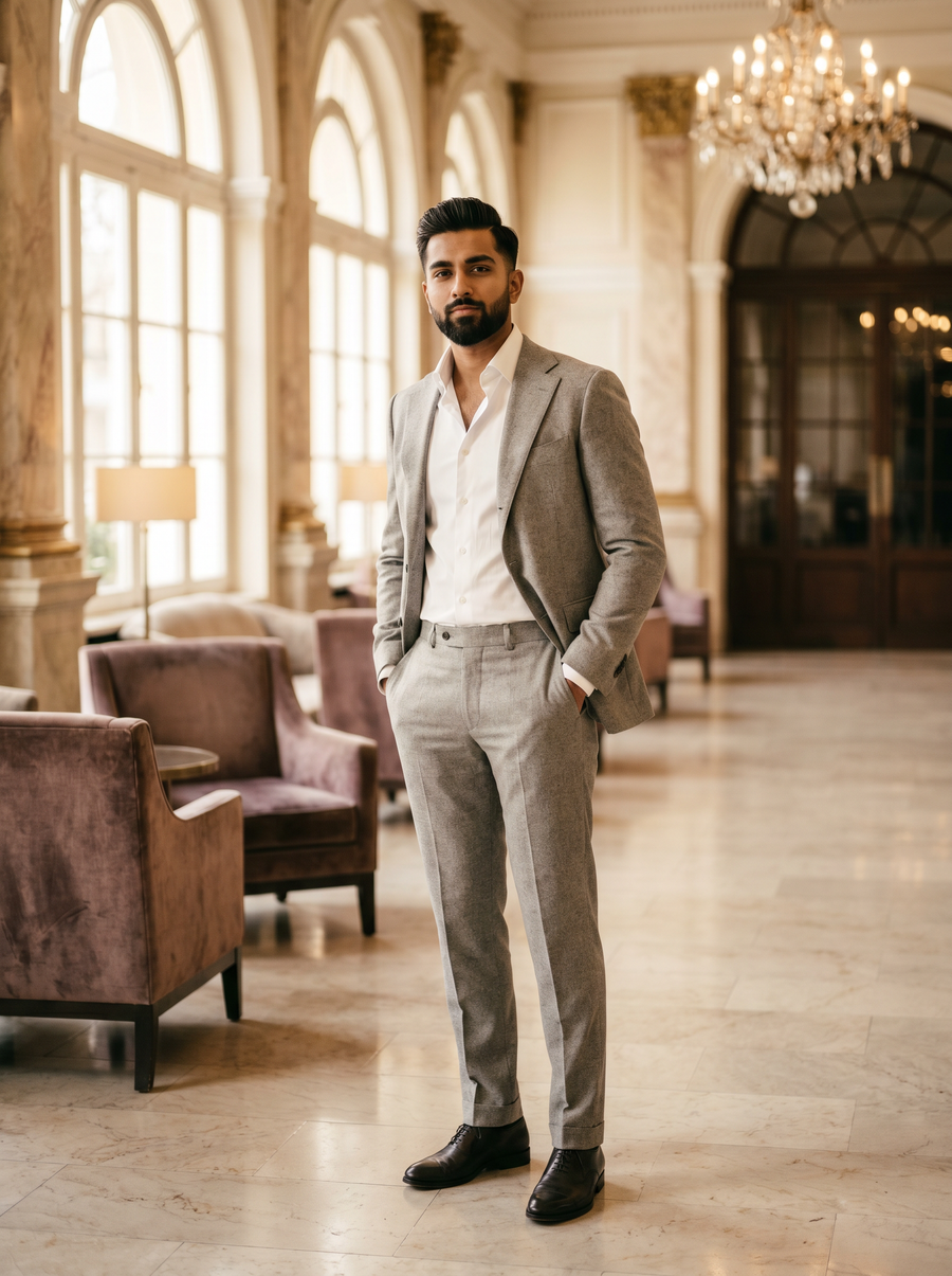 Light Gray Wool Groomsmen Suit — Custom Made to Measure