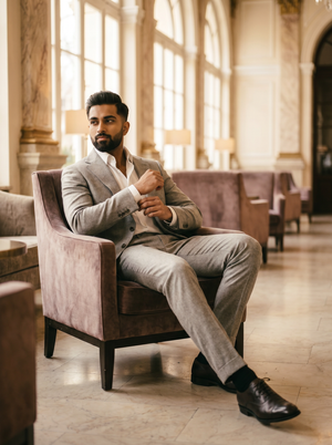 Light Gray Wool Groomsmen Suit — Custom Made to Measure — 3