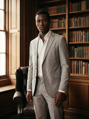 Light Grey Cotton Groomsmen Suit — Custom Made to Measure — 1