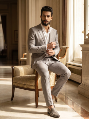 Light Grey Silk Blend Suit — Custom Made to Measure — 3