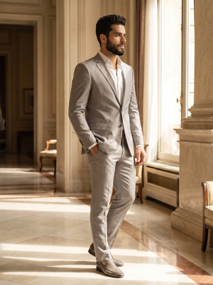 Light Grey Silk Blend Suit — Custom Made to Measure — 2