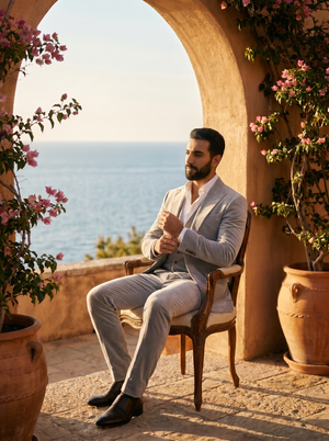 Light Grey Velvet 3-Piece Suit — Custom Made to Measure — 3