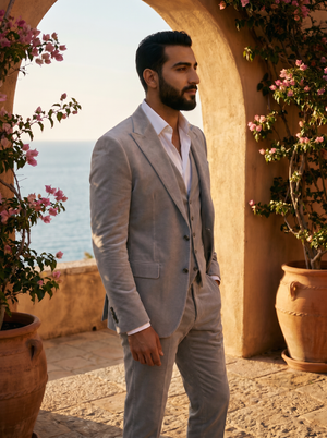 Light Grey Velvet 3-Piece Suit — Custom Made to Measure — 2