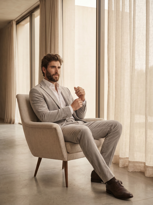 Light Grey Velvet Groomsmen Suit — Custom Made to Measure — 3