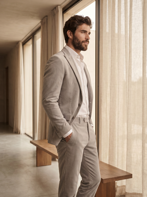 Light Grey Velvet Groomsmen Suit — Custom Made to Measure — 2