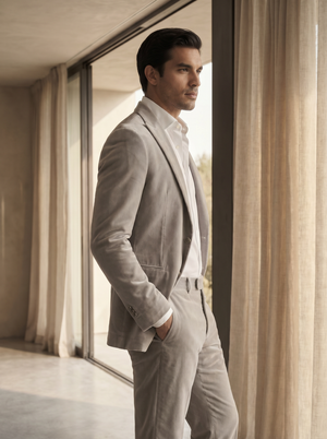 Light Grey Velvet Suit — Custom Made to Measure — 2