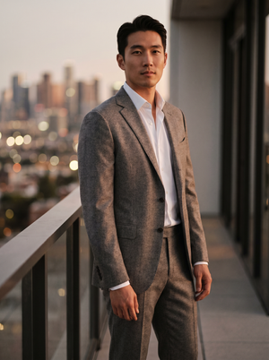 Light Grey Wool Groomsmen Suit — Custom Made to Measure — 1