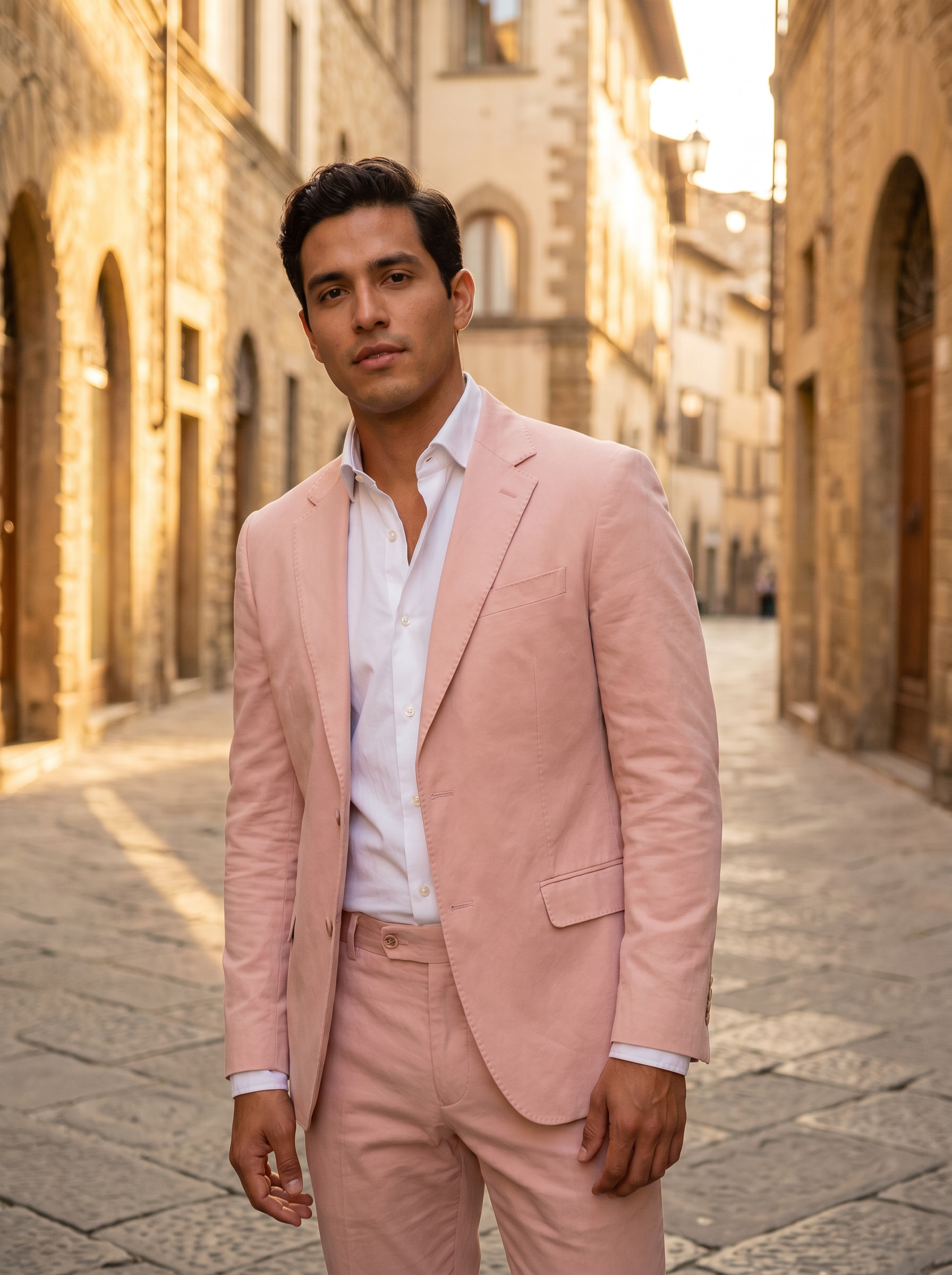 Light Pink Cotton Graduation Suit — Custom Made to Measure - front view