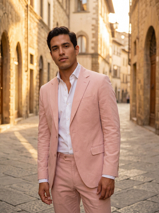 Light Pink Cotton Graduation Suit — Custom Made to Measure - front view