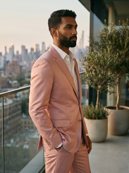 Light Pink Silk Blend Suit — Custom Made to Measure - side view