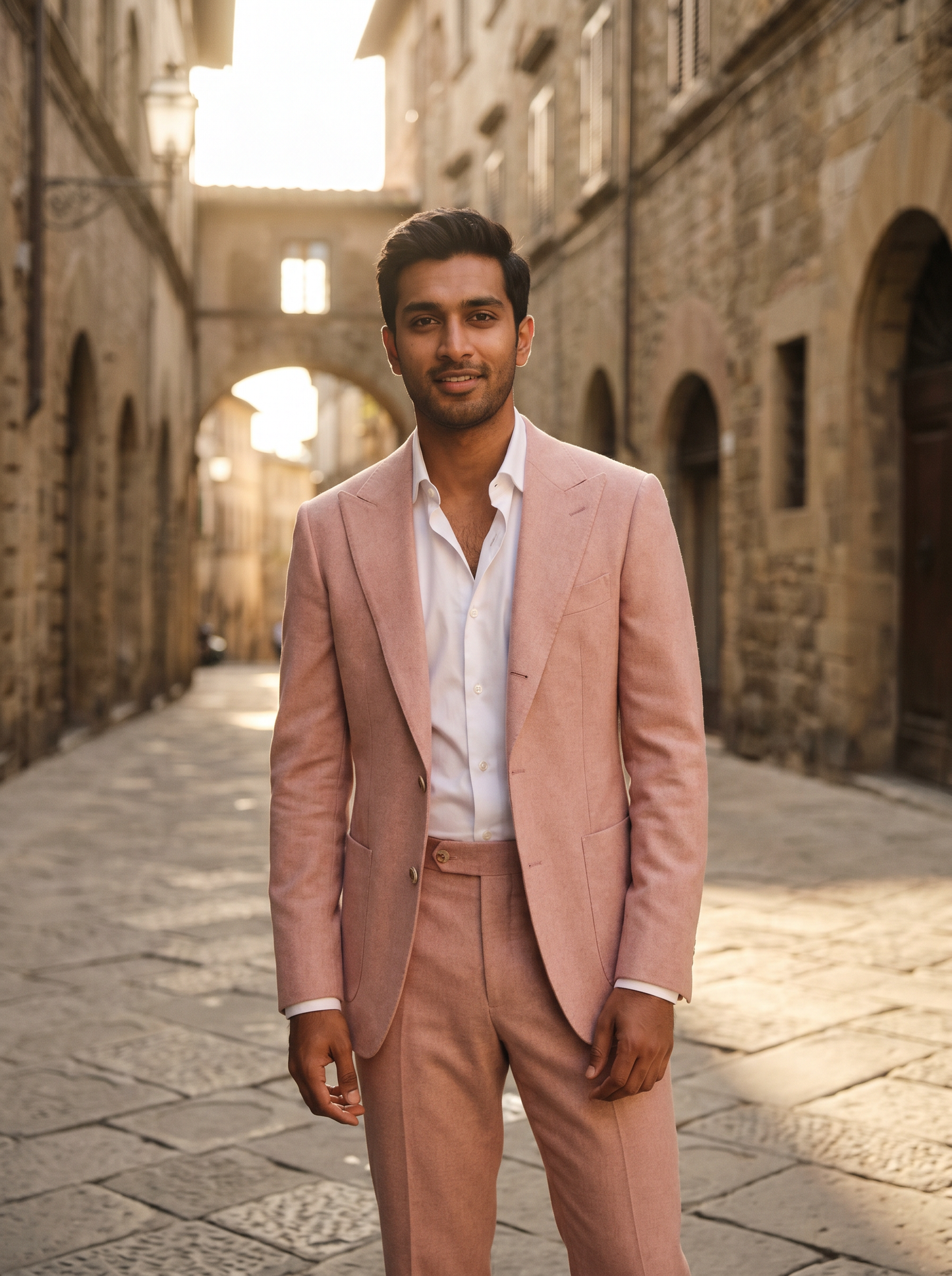 Light Pink Wool Suit — Custom Made to Measure - front view