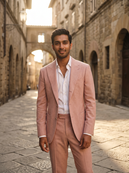Light Pink Wool Suit — Custom Made to Measure - front view