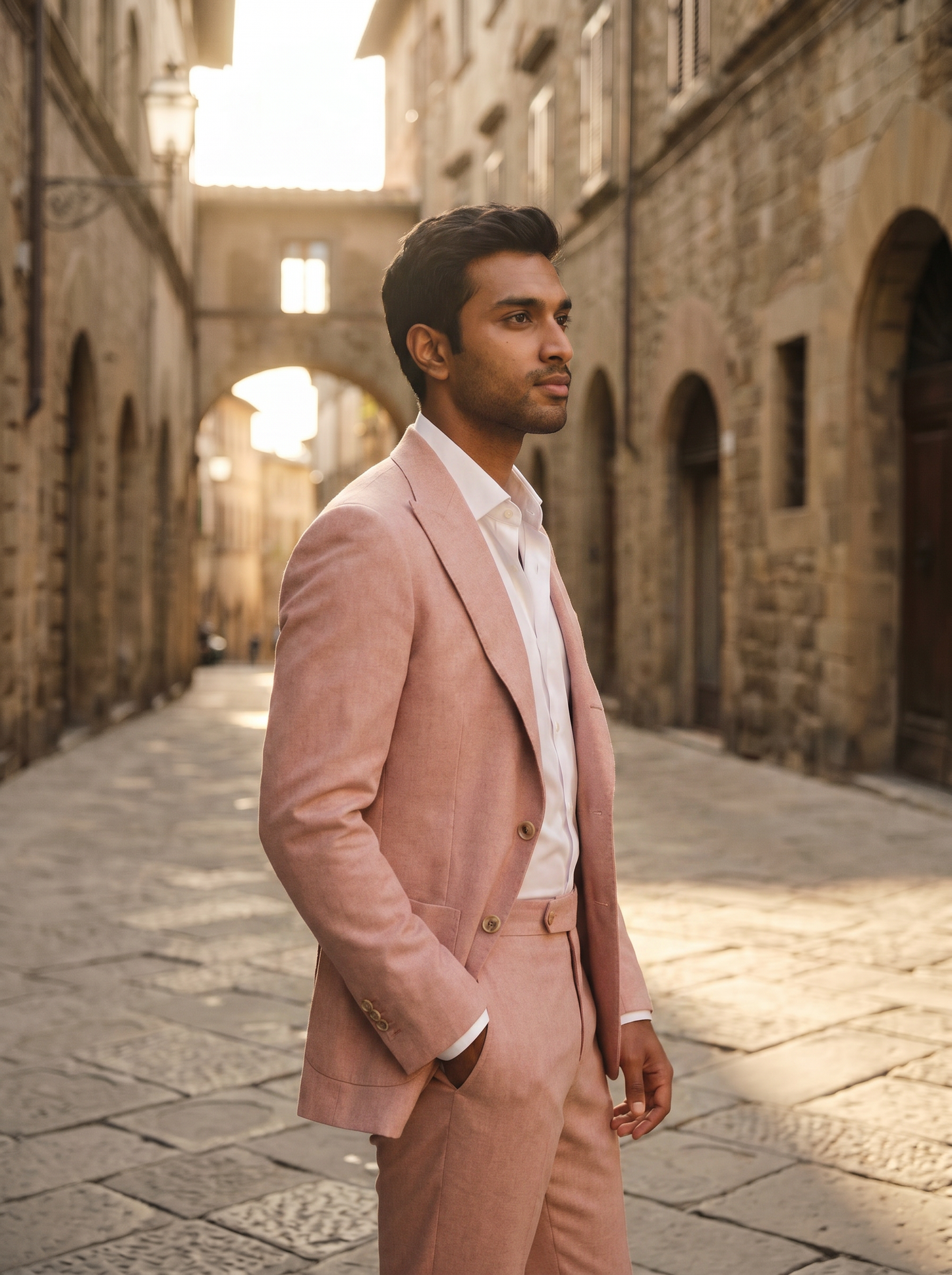 Light Pink Wool Suit — Custom Made to Measure - side view