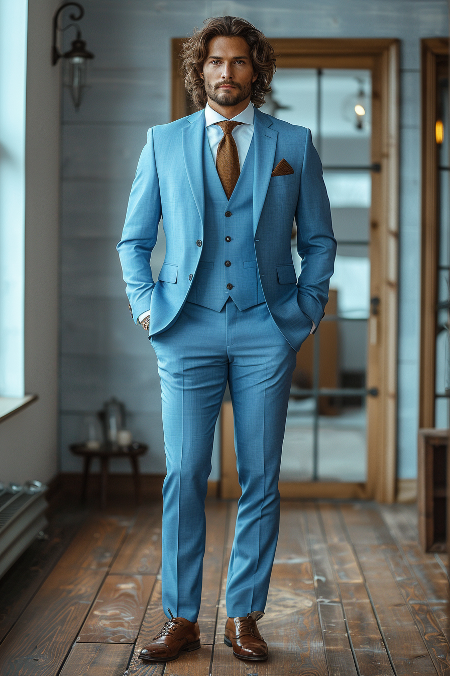 Light Blue Cotton Graduation Suit — Custom Made to Measure