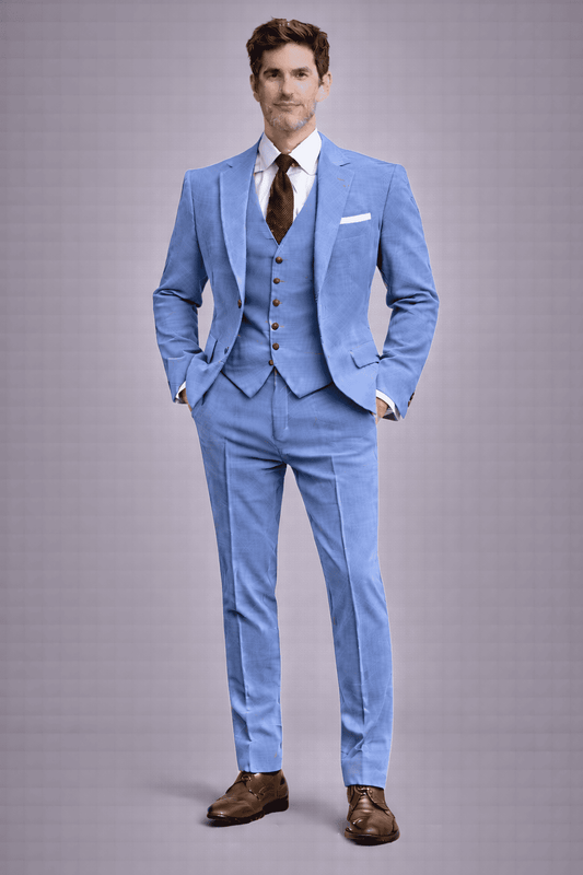 Light Blue Linen Father of the Bride Suit — Custom Made