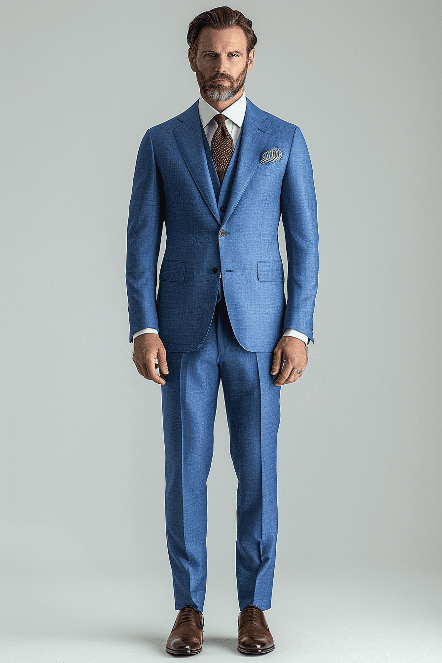 Light Blue Silk Blend Father of the Bride Suit — Custom Made