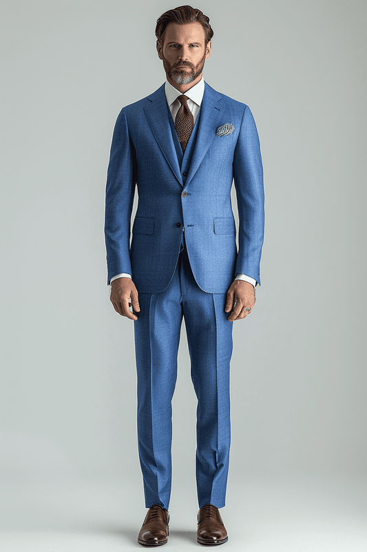 Light Blue Silk Blend Father of the Bride Suit — Custom Made