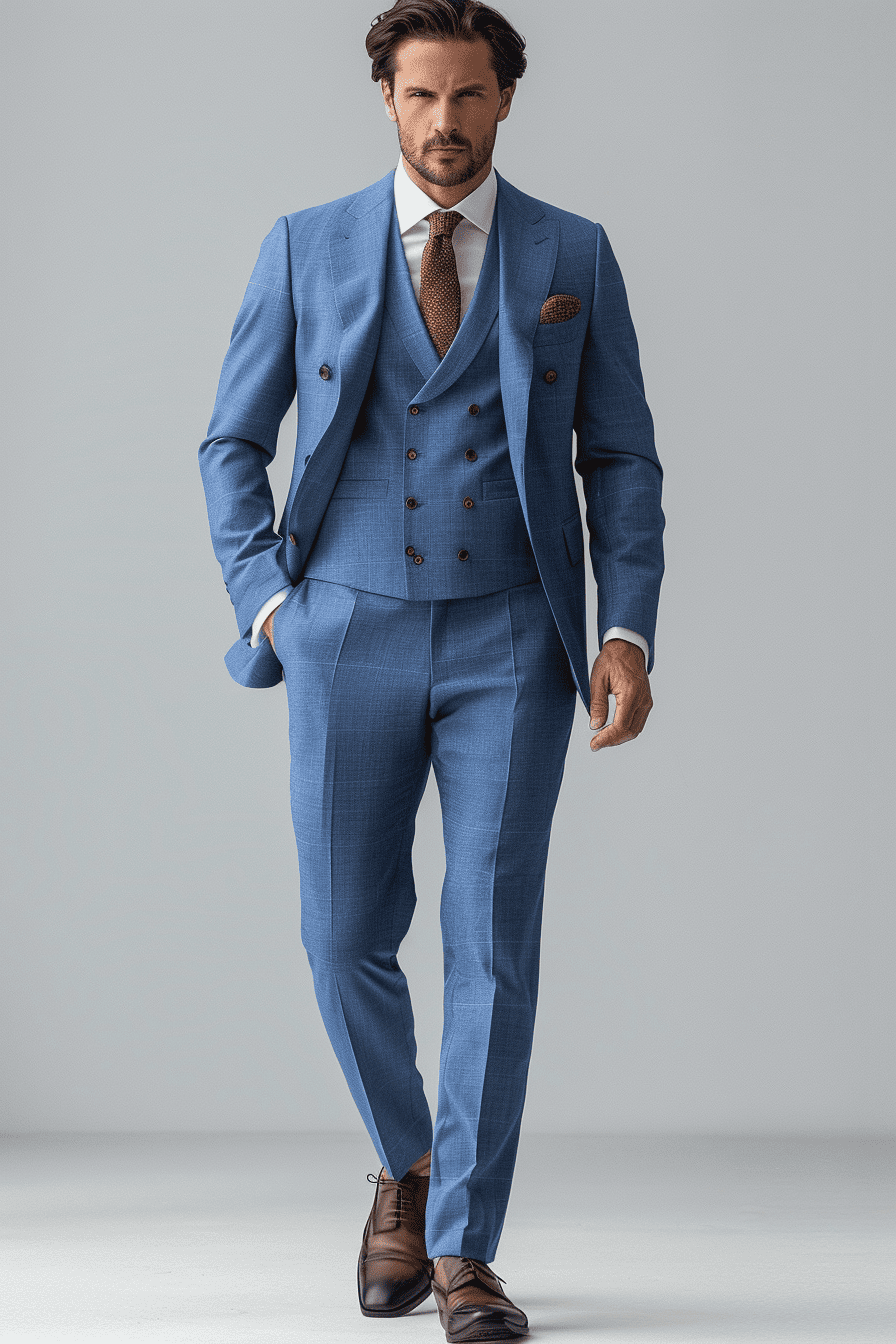 Light Blue Wool Cocktail Party Suit — Custom Made to Measure