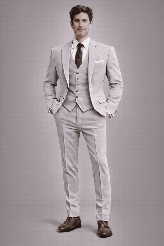 Light Gray Cotton Slim Fit Suit — Custom Made to Measure