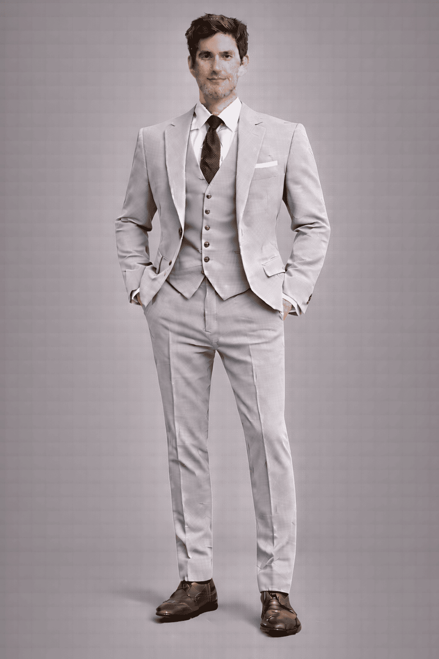 Light Gray Cotton Slim Fit Suit — Custom Made to Measure