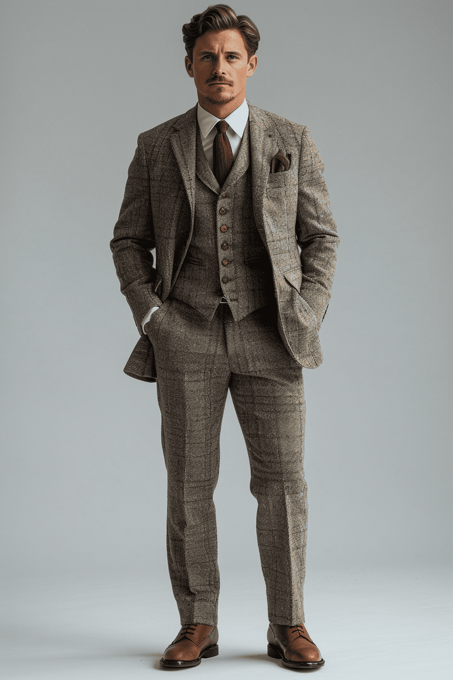 Light Gray Tweed Suit — Custom Made to Measure