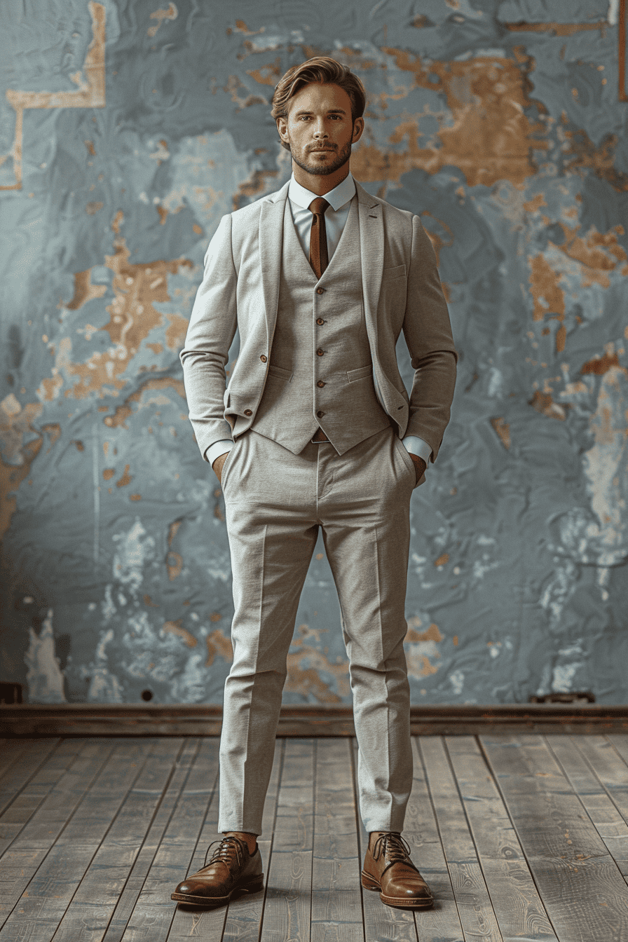 Light Gray Velvet Cocktail Party Suit — Custom Made to Measure