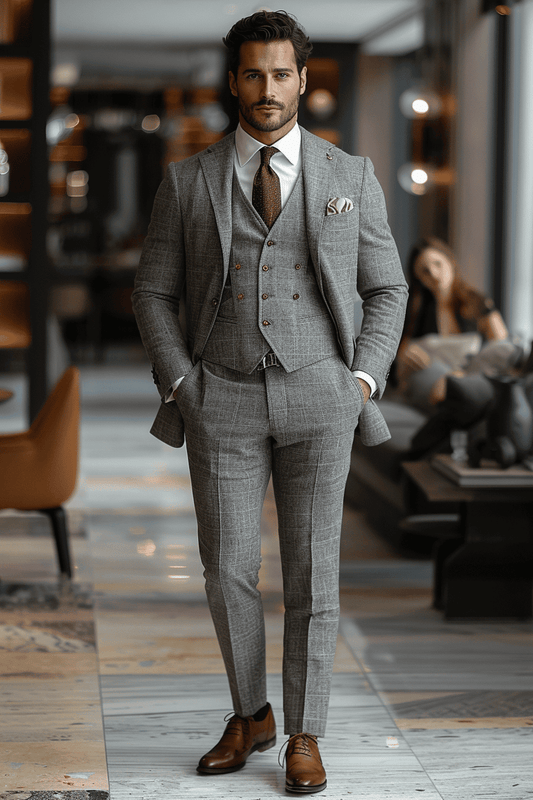 Light Gray Wool Cocktail Party Suit — Custom Made to Measure