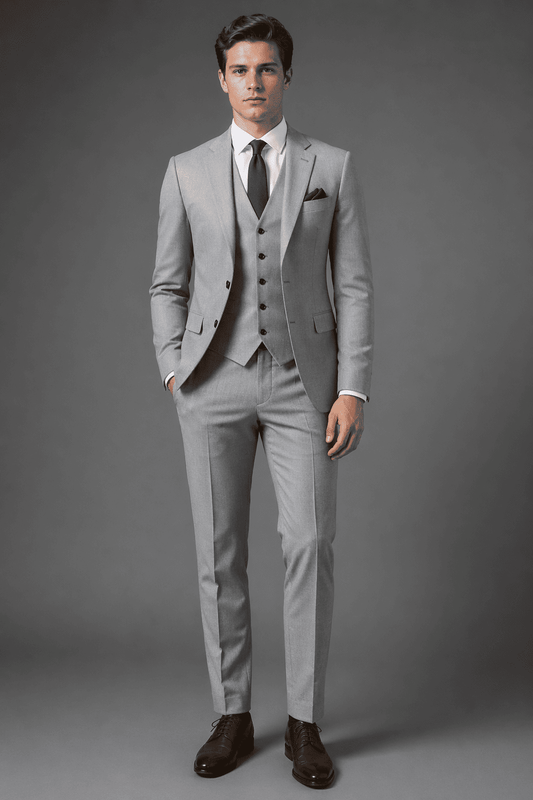 Light Grey Cotton Slim Fit Suit — Custom Made to Measure