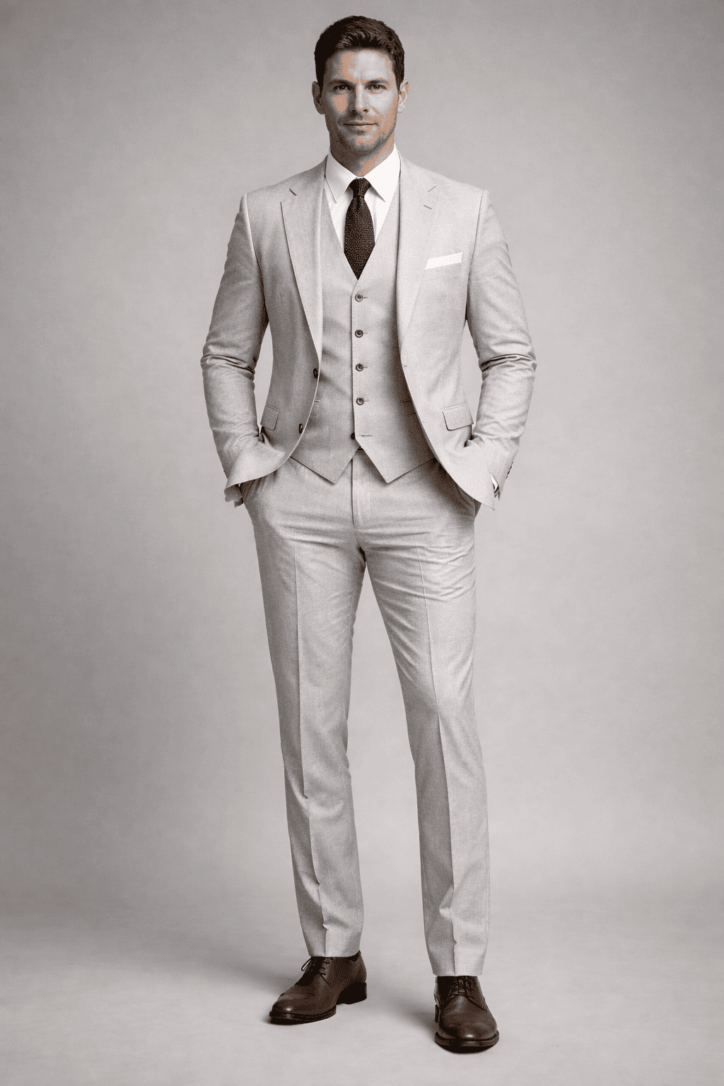 Light Grey Linen Father of the Bride Suit — Custom Made to Measure