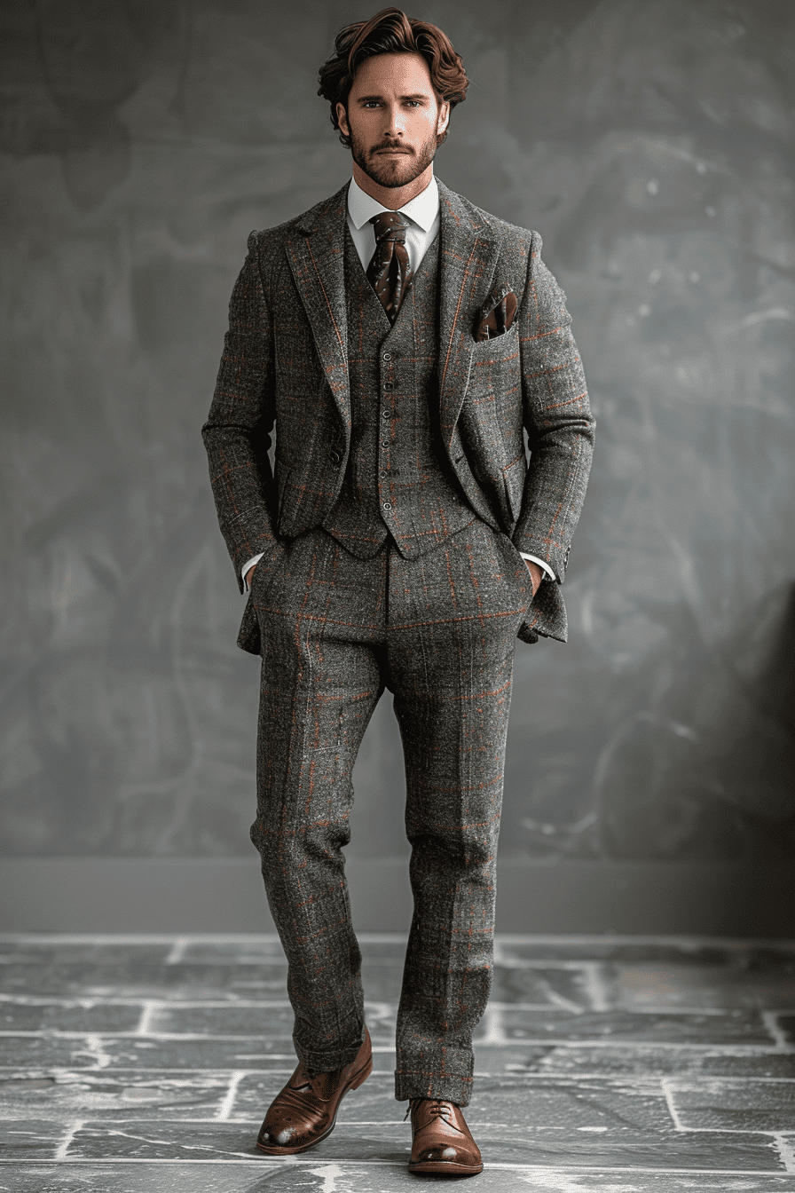 Light Grey Tweed Suit — Custom Made to Measure