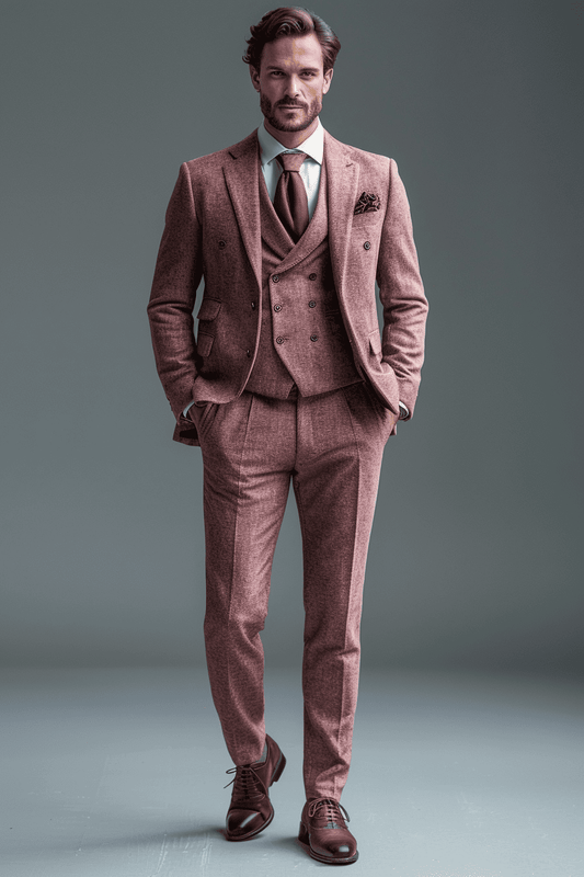 Light Pink Velvet Cocktail Party Suit — Custom Made to Measure