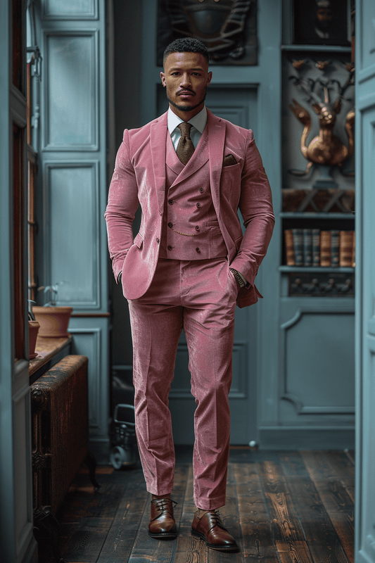 Light Pink Velvet Graduation Suit — Custom Made to Measure