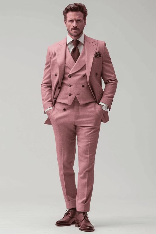 Light Pink Wool Cocktail Party Suit — Custom Made to Measure