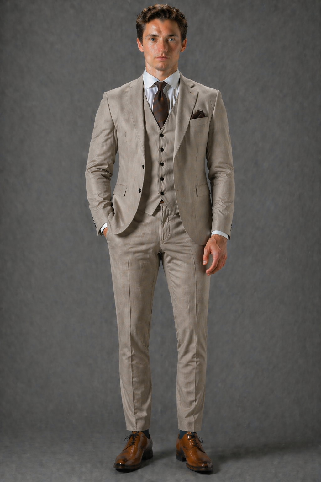 Light Taupe Linen Father of the Bride Suit — Custom Made