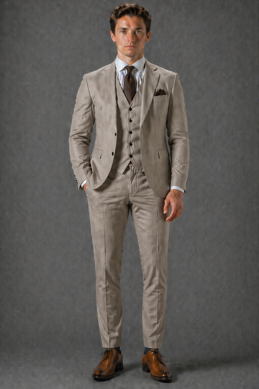 Light Taupe Linen Father of the Bride Suit — Custom Made