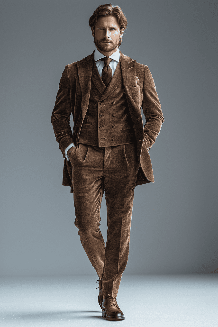 Light Taupe Velvet Graduation Suit — Custom Made to Measure