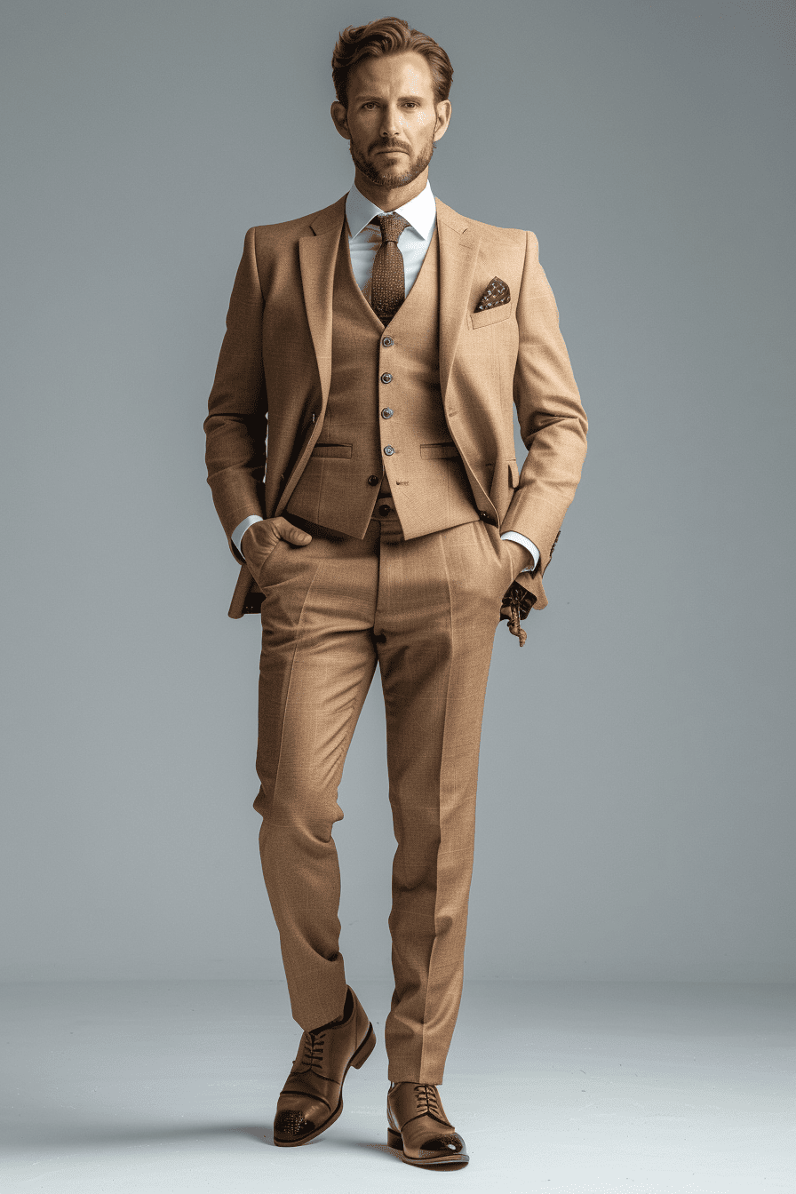 Light Taupe Wool Graduation Suit — Custom Made to Measure
