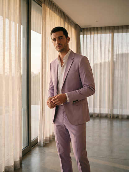 Lilac Cotton Suit — Custom Made to Measure - front view