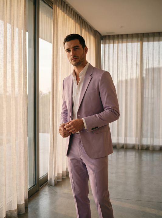 Lilac Cotton Suit — Custom Made to Measure - front view
