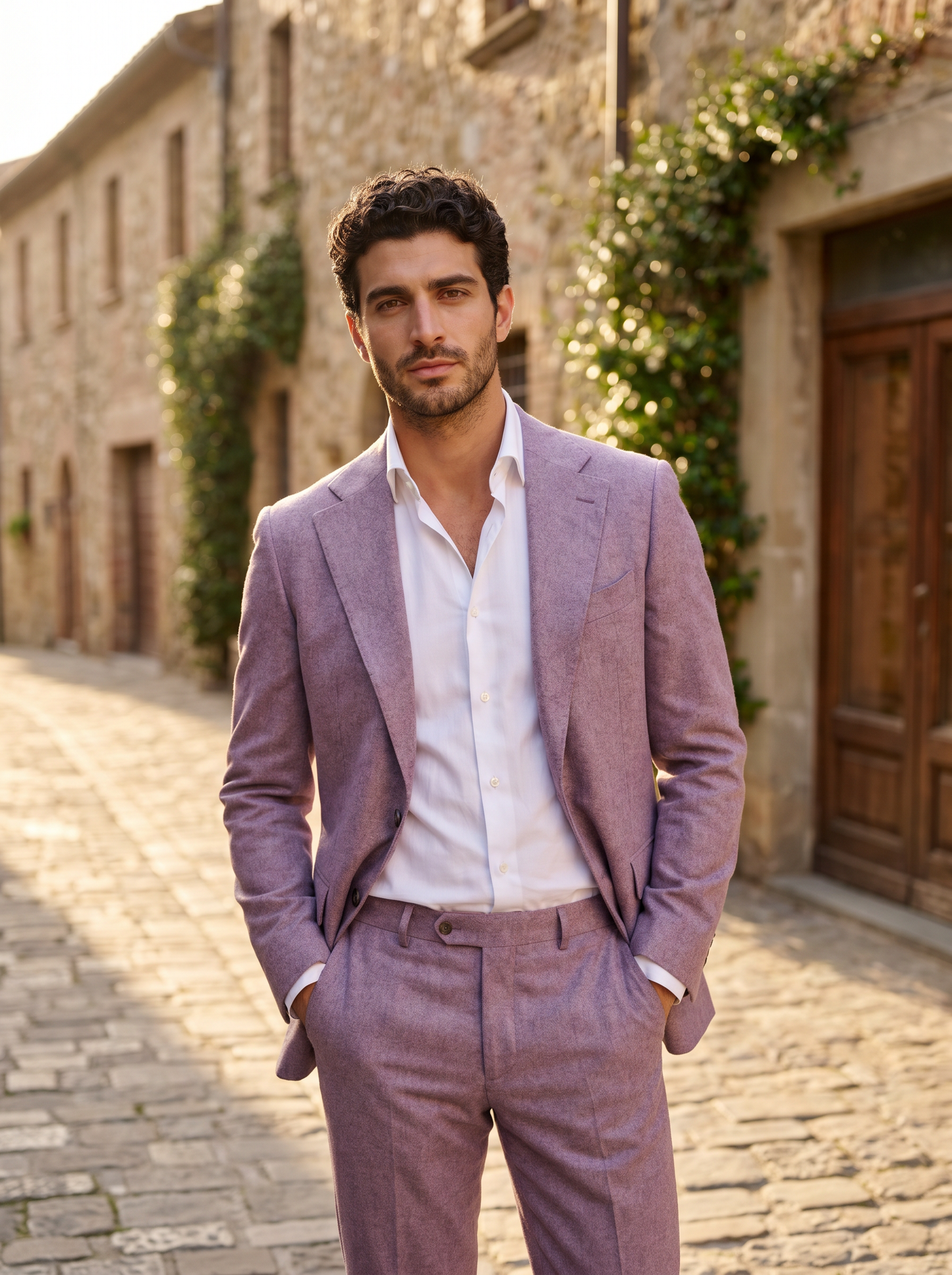 Lilac Flannel Suit — Custom Made to Measure - front view