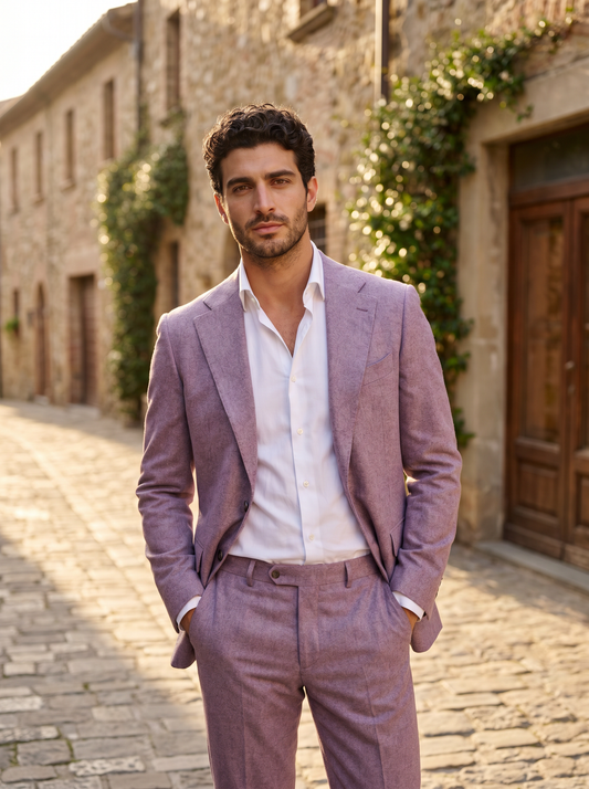 Lilac Flannel Suit — Custom Made to Measure - front view
