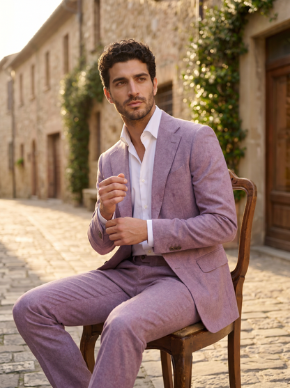 Lilac Flannel Suit — Custom Made to Measure - seated view