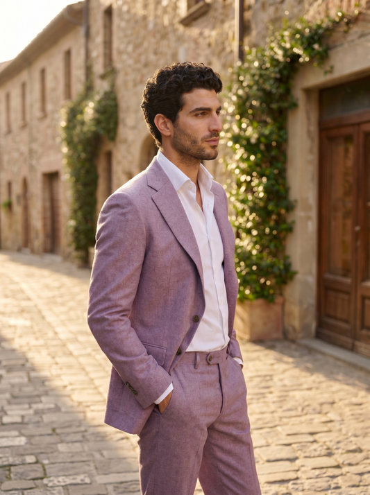 Lilac Flannel Suit — Custom Made to Measure - side view